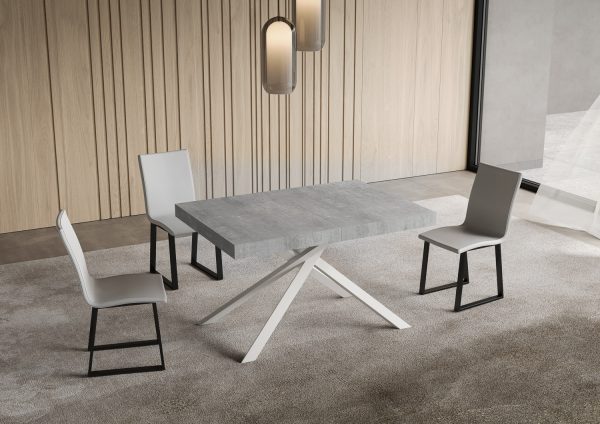 Tavolo allungabile 80x140/224 cm Niket cemento gambe bianche - immagine 2