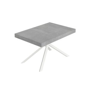 Tavolo allungabile 90x130/390 cm Niket cemento gambe bianche