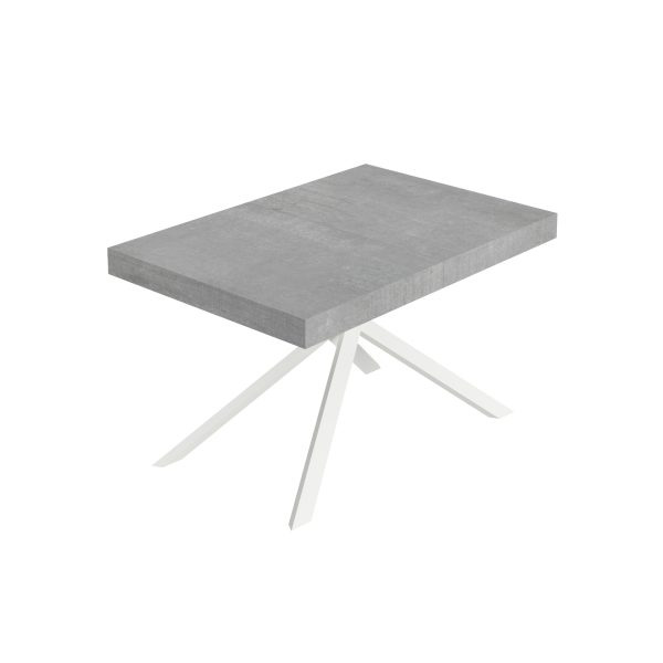Tavolo allungabile 80x140/224 cm Niket cemento gambe bianche