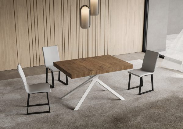 Tavolo allungabile 90x130/390 cm Niket noce gambe bianche - immagine 2