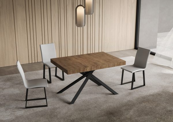 Tavolo allungabile 90x120/380 cm Niket noce gambe antracite - immagine 2