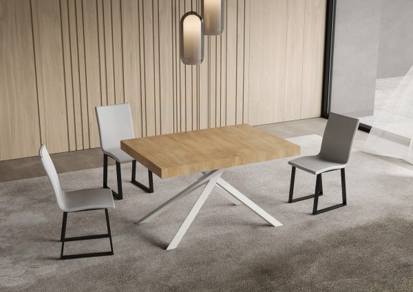 Tavolo allungabile 80x140/224 cm Niket quercia natura gambe bianche - immagine 2
