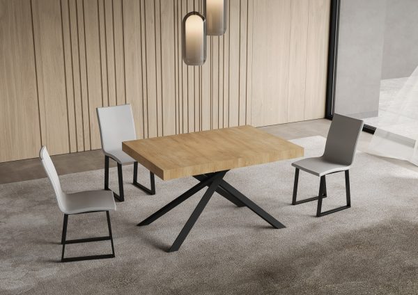 Tavolo allungabile 90x130/390 cm Niket quercia natura gambe antracite - immagine 2