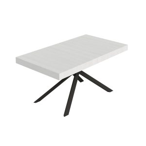 Tavolo allungabile 90x160/264 cm Niket bianco frassino gambe antracite