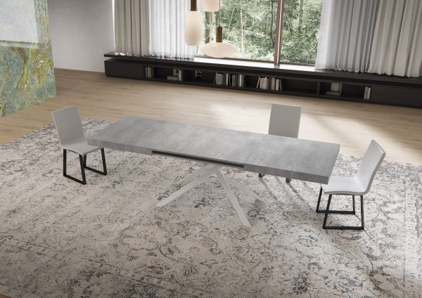 Tavolo allungabile 90x160/264 cm Niket cemento gambe bianche - immagine 3