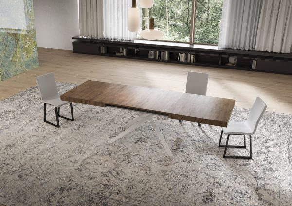 Tavolo allungabile 80x160/244 cm Niket noce gambe bianche - immagine 3