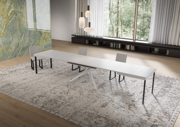 Tavolo allungabile 90x160/420 cm Niket bianco frassino gambe bianche - immagine 4