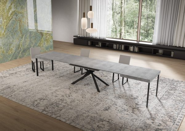 Tavolo allungabile 90x160/420 cm Niket cemento gambe antracite - immagine 4