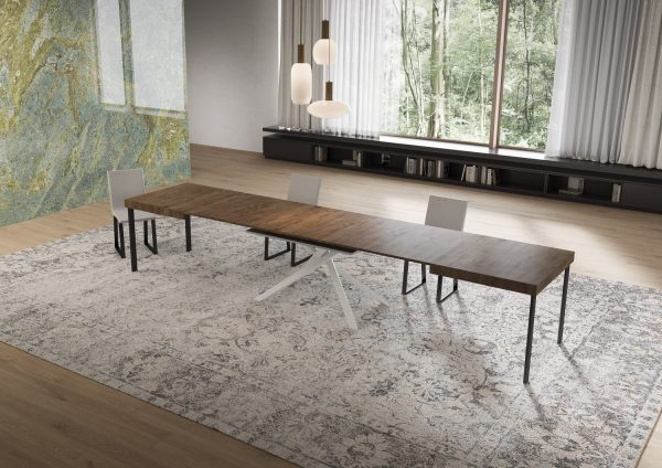 Tavolo allungabile 90x160/420 cm Niket noce gambe bianche - immagine 4
