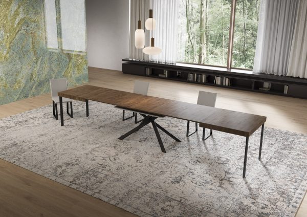 Tavolo allungabile 90x160/420 cm Niket noce gambe antracite - immagine 4