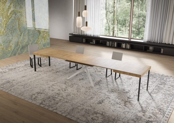 Tavolo allungabile 90x160/420 cm Niket quercia natura gambe bianche - immagine 4
