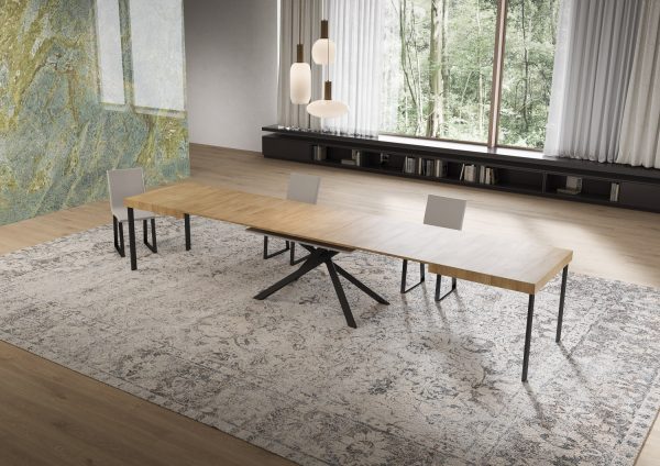 Tavolo allungabile 90x160/420 cm Niket quercia natura gambe antracite - immagine 4