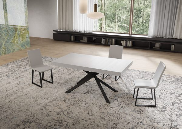 Tavolo allungabile 90x160/264 cm Niket bianco frassino gambe antracite - immagine 2