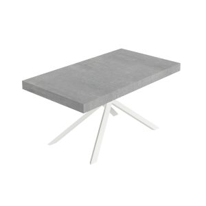Tavolo allungabile 80x160/244 cm Niket cemento gambe bianche