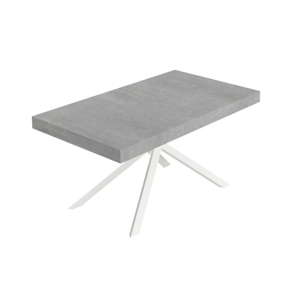 Tavolo allungabile 90x160/264 cm Niket cemento gambe bianche