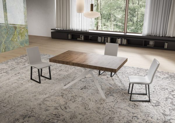Tavolo allungabile 80x160/244 cm Niket noce gambe bianche - immagine 2