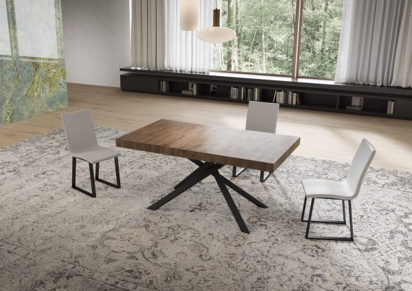 Tavolo allungabile 90x160/420 cm Niket noce gambe antracite - immagine 2