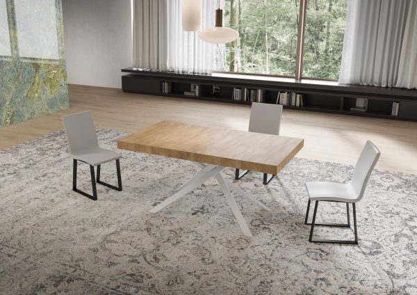 Tavolo allungabile 80x160/244 cm Niket quercia natura gambe bianche - immagine 2