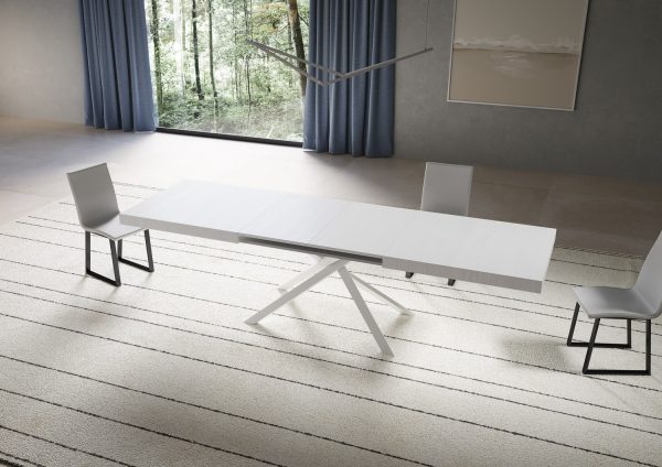 Tavolo allungabile 90x200/304 cm Niket bianco frassino gambe bianche - immagine 3