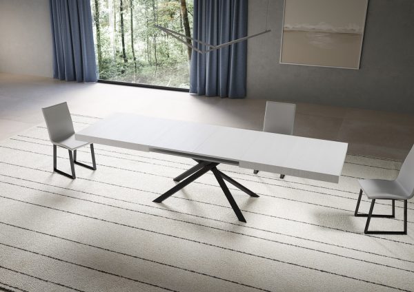 Tavolo allungabile 90x200/304 cm Niket bianco frassino gambe antracite - immagine 3