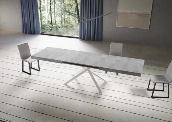 Tavolo allungabile 90x180/284 cm Niket cemento gambe bianche - immagine 3