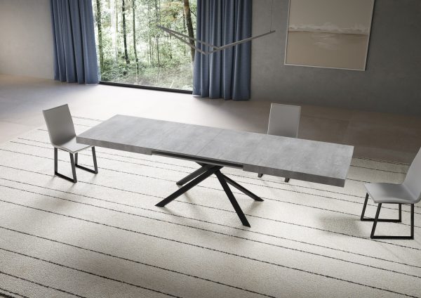 Tavolo allungabile 90x200/460 cm Niket cemento gambe antracite - immagine 3