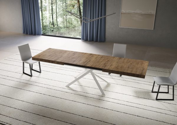 Tavolo allungabile 90x180/284 cm Niket noce gambe bianche - immagine 3