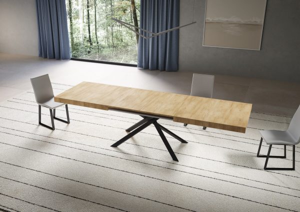 Tavolo allungabile 90x200/304 cm Niket quercia natura gambe antracite - immagine 3