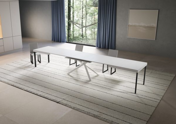 Tavolo allungabile 90x180/440 cm Niket bianco frassino gambe bianche - immagine 4