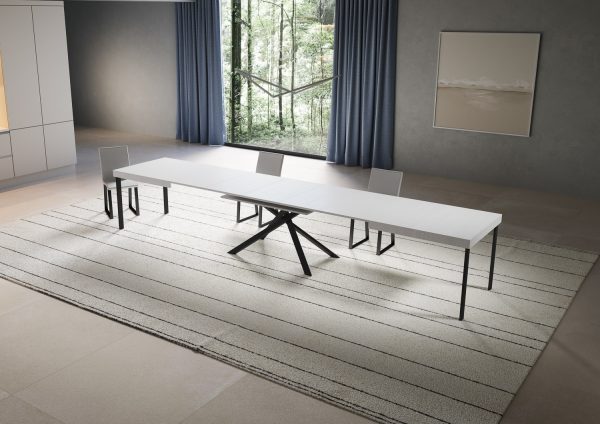 Tavolo allungabile 90x180/440 cm Niket bianco frassino gambe antracite - immagine 4