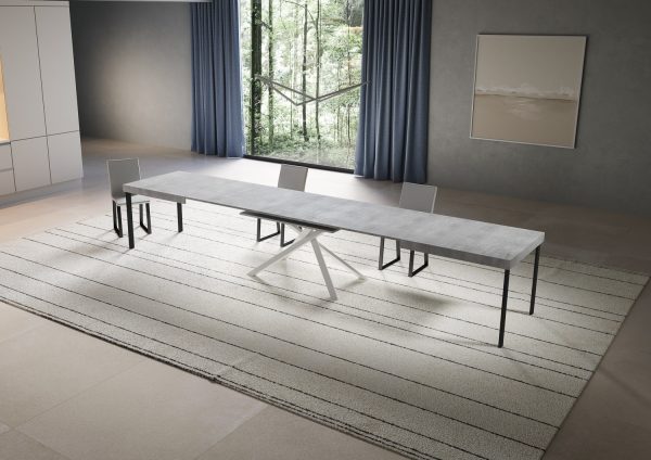 Tavolo allungabile 90x180/440 cm Niket cemento gambe bianche - immagine 4