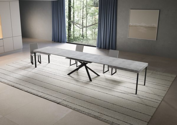 Tavolo allungabile 90x200/460 cm Niket cemento gambe antracite - immagine 4