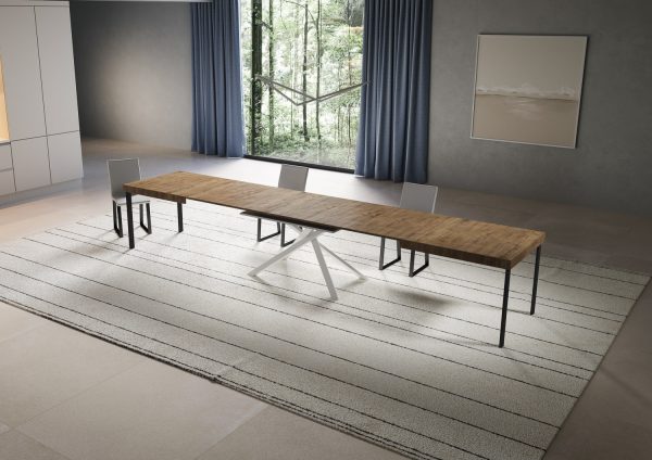 Tavolo allungabile 90x180/440 cm Niket noce gambe bianche - immagine 4