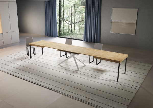 Tavolo allungabile 90x180/440 cm Niket quercia natura gambe bianche - immagine 4