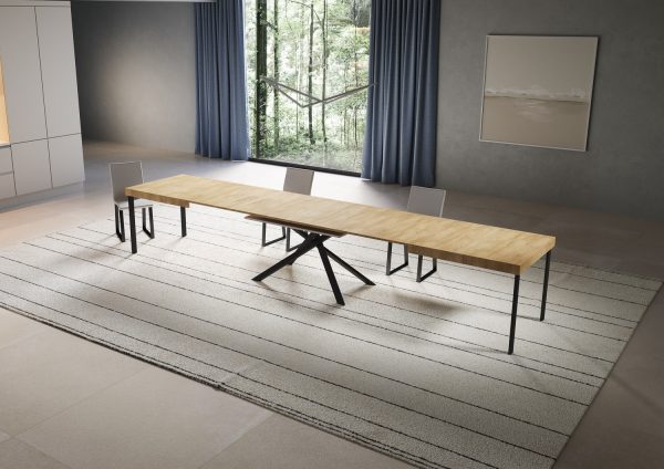 Tavolo allungabile 90x200/460 cm Niket quercia natura gambe antracite - immagine 4