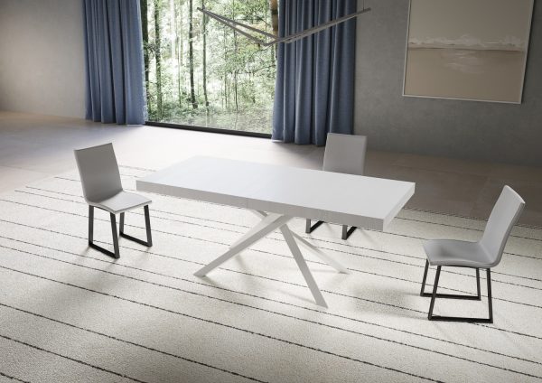 Tavolo allungabile 90x200/304 cm Niket bianco frassino gambe bianche - immagine 2