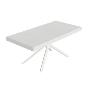 Tavolo allungabile 90x200/304 cm Niket bianco frassino gambe bianche