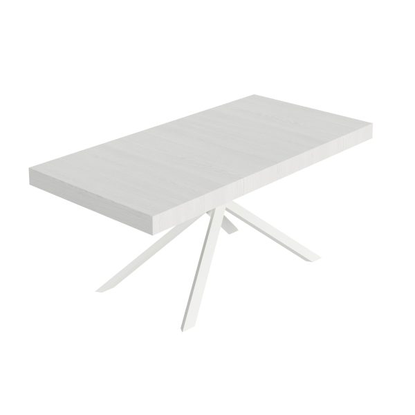 Tavolo allungabile 90x200/304 cm Niket bianco frassino gambe bianche