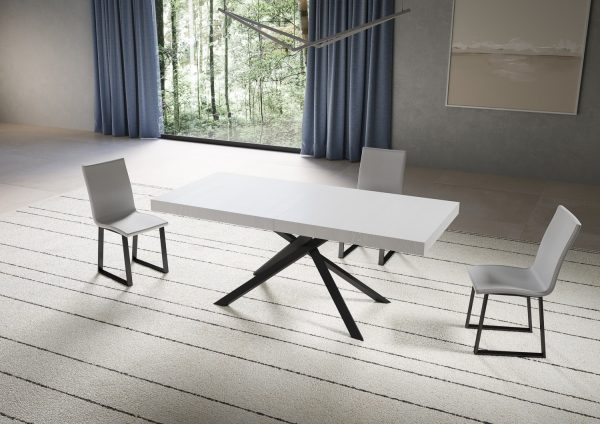 Tavolo allungabile 90x200/304 cm Niket bianco frassino gambe antracite - immagine 2