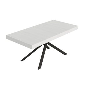 Tavolo allungabile 90x200/304 cm Niket bianco frassino gambe antracite
