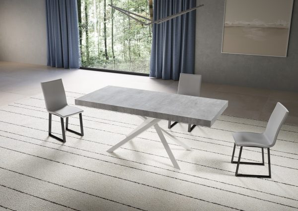 Tavolo allungabile 90x180/284 cm Niket cemento gambe bianche - immagine 2