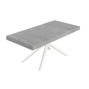 Tavolo allungabile 90x200/304 cm Niket cemento gambe bianche