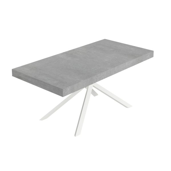 Tavolo allungabile 90x180/284 cm Niket cemento gambe bianche