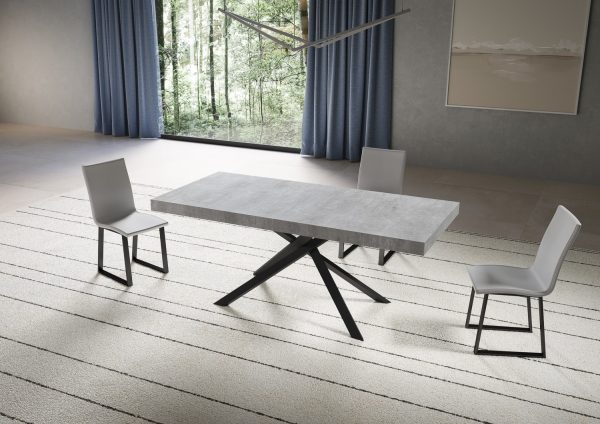 Tavolo allungabile 90x200/460 cm Niket cemento gambe antracite - immagine 2
