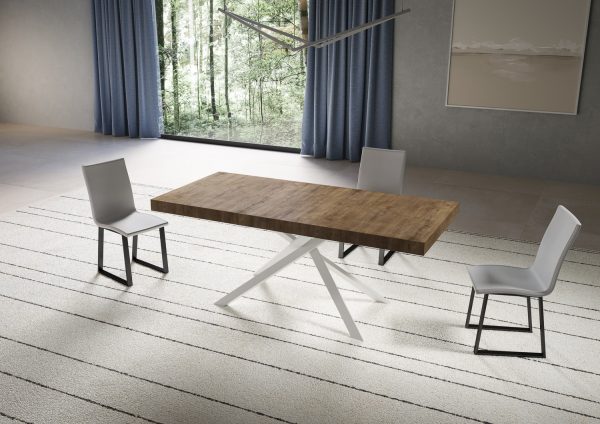 Tavolo allungabile 90x180/284 cm Niket noce gambe bianche - immagine 2