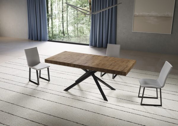 Tavolo allungabile 90x200/304 cm Niket noce gambe antracite - immagine 2