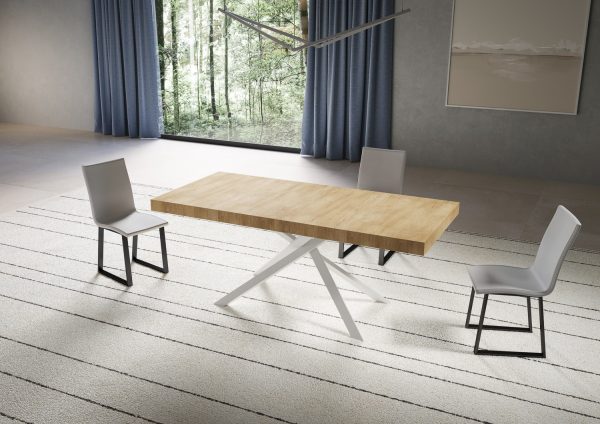 Tavolo allungabile 90x180/284 cm Niket quercia natura gambe bianche - immagine 2