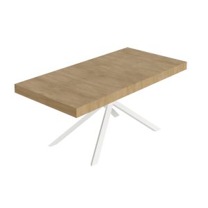 Tavolo allungabile 90x180/440 cm Niket quercia natura gambe bianche