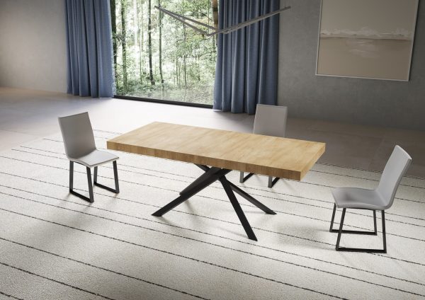 Tavolo allungabile 90x200/304 cm Niket quercia natura gambe antracite - immagine 2
