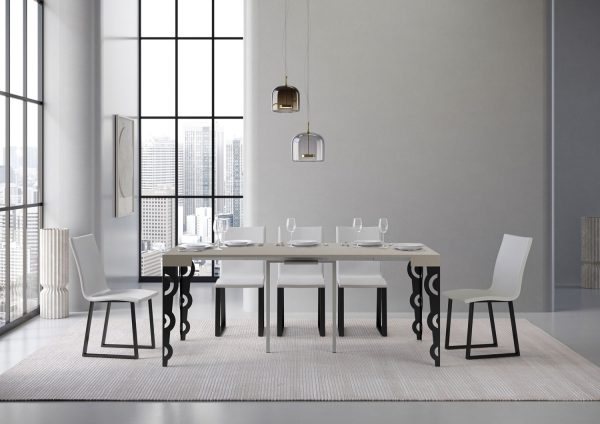 Consolle allungabile 90x40/300 cm Karamay cashmere telaio antracite - immagine 4